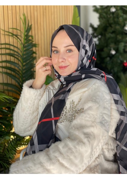 Siyah Loryan Scarf Diamond Ekose Şal