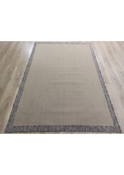 Sisal 9709 Bej / Gri Bordürlü Jüt Sisal Kilim