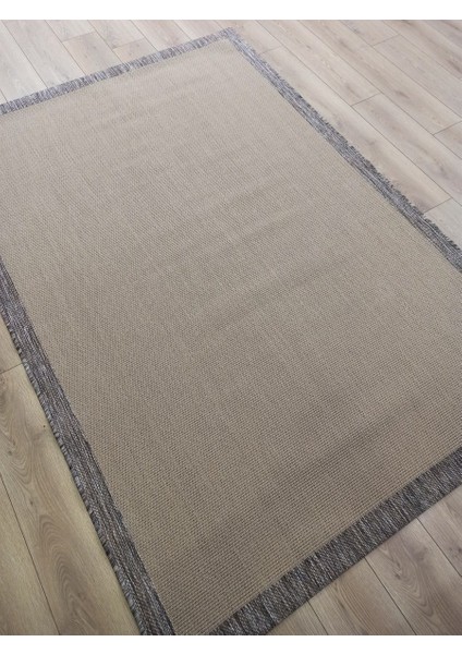 Sisal 9709 Bej / Gri Bordürlü Jüt Sisal Kilim