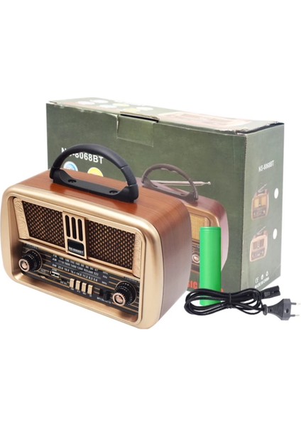NS-8068 Nostaljik Radyo USB / Tf Kart / Fm Retro Taşınabilir Bluetooth Hoparlör