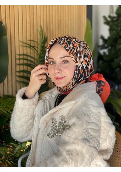 Orange Loryan Scarf Diamond Leopar Eşarp