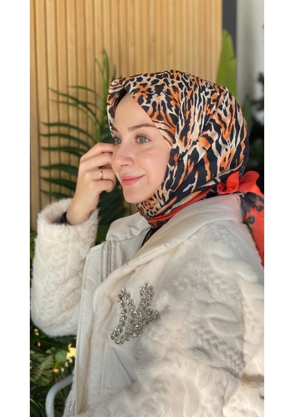 Orange Loryan Scarf Diamond Leopar Eşarp