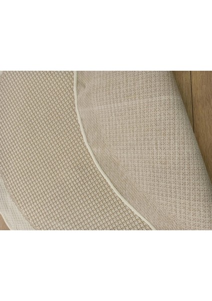 Sisal 9427 Krem / Bej Bordürlü Daire Jüt Sisal Kilim