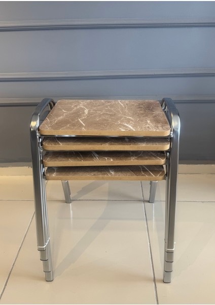 Zigon Sehpa 4'lü Çay Servis Sehpası Metal Ayaklı Tepsi Zigon fiyatları