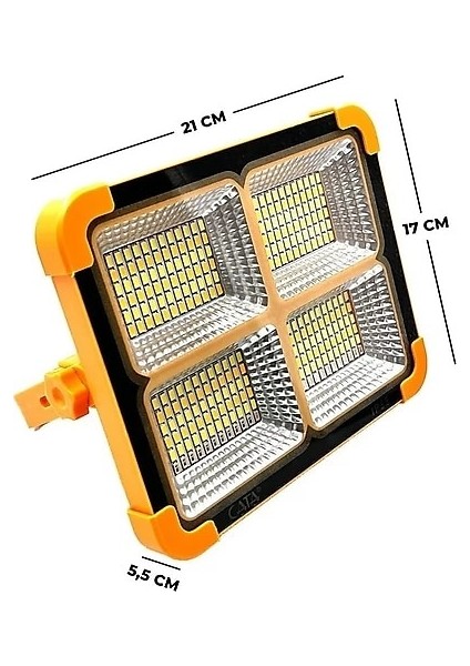 CT-4698 200W Solar Güneş Enerjili LED Projektör Taşınabilir Şarjlı Usb-C Kumandalı Lamba Işık