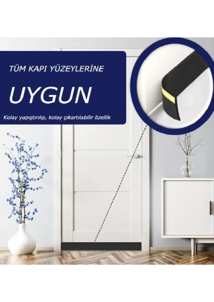 5 Adet Kapı Altı Rüzgar Önleyici Boşluk Kapatma Kapı Altı Eşik Süngeri Siyah