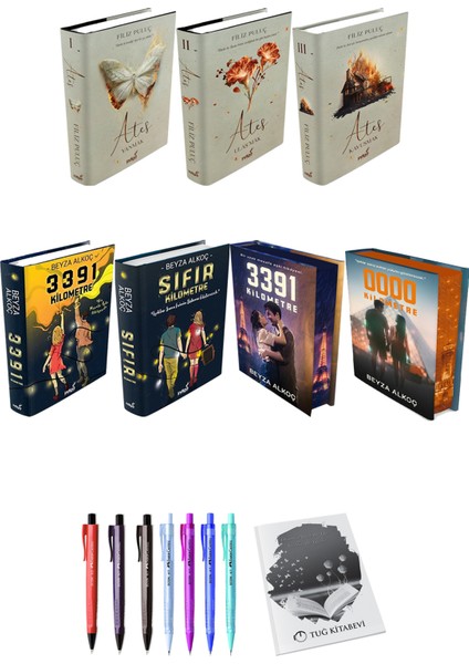 3391 Kilometre Sıfır Kilometre Film Özel Baskı (Ciltli) ve Ateş Yanmak 1 Ulaşmak 2 Kavuşmak 3 (Ciltli)