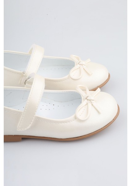 Krem Renk Kız Çocuk Babet Ayakkabı Fiyonklu Çocuk Babet Kız Çocuk Ortopedik Krem Babet fiyatları