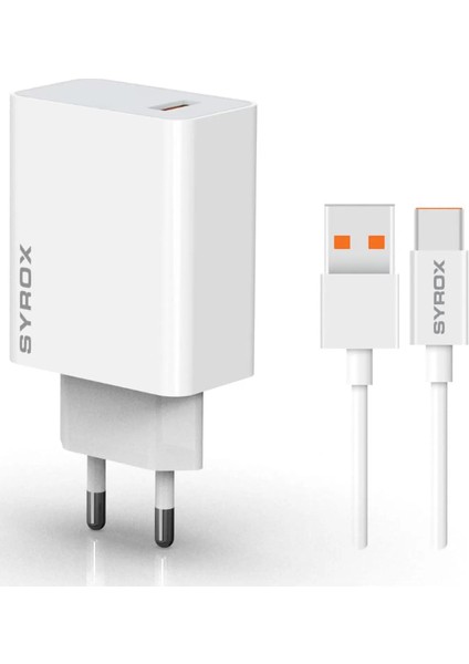 M33T 3.0A 33W Turbo 1mt Usb-A - Type-C Kablolu Usb-A Çıkışlı Şarj Cihazı - Beyaz