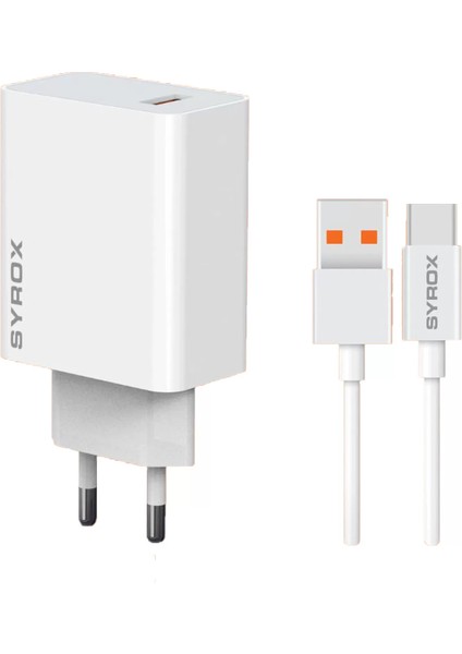 M67T 3.0A 67W Turbo 1mt Usb-A - Type-C Kablolu 1xusb-A Çıkışlı Şarj Cihazı - Beyaz