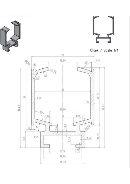 Frenli 80KG Kapı Sürgü Mekanizması 200 cm Alüminyum Ray (1takım) modelleri