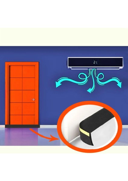 7 Adet Siyah Kapı Altı Rüzgar Soğuk Önleyici Eva Toz Tutucu Koku Önleyici