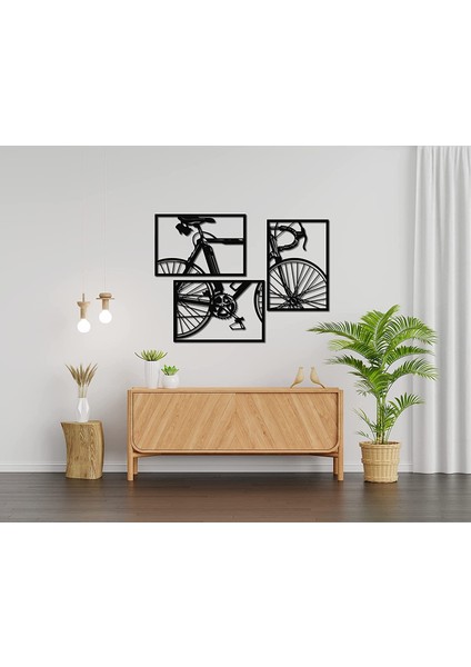 Dekoratif Ev Bisiklet Duvar Dekoru 3'lü Set Mdf Tablo