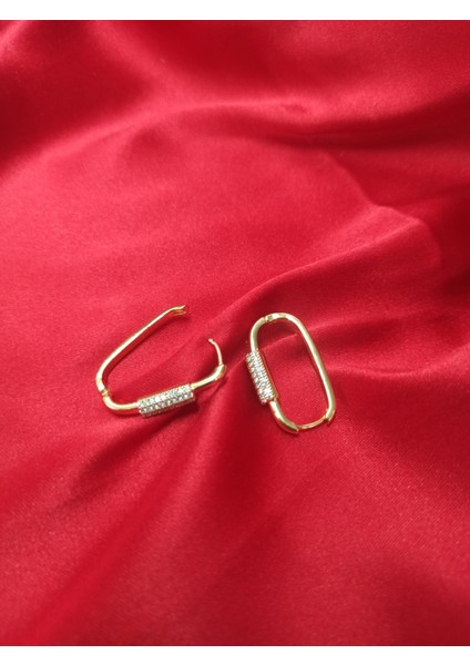 Ataç Taşlı Gold Küpe