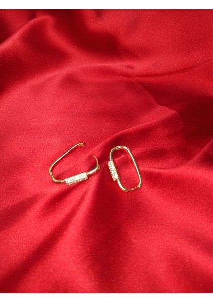 Ataç Taşlı Gold Küpe