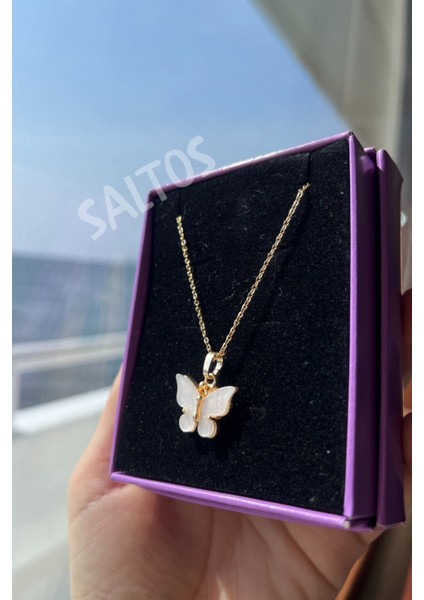 Beyaz Kelebekli Kolye ve Mum Seti Doğum Günü Hediyesi Mum Gold Kolye Sevgiliye Arkadaş Hediye fiyatları