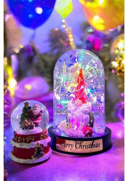 Noel Baba Çam Ağacı Kar Küresi ve LED Işıklı Fanus Yılbaşı Seti Hediyesi Yılbaşına Özel Hediye Seti