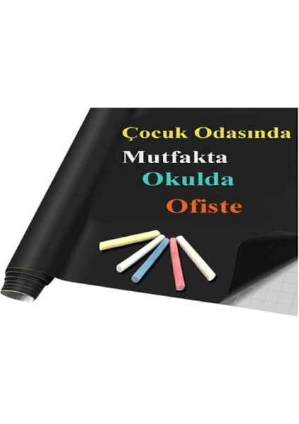 Yapışkanlı Yazı Tahtası 45X200CM Rulo Silinebilen Kara Tahta Duvara Yapışan Suya Dayanıklı Pratik