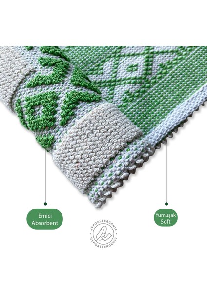 Soffy Krem & Yeşil 2 Adet 50 x 70 cm Banyo Paspası Doğal Pamuk Ayak Paspası Ayak Havlusu fiyatları