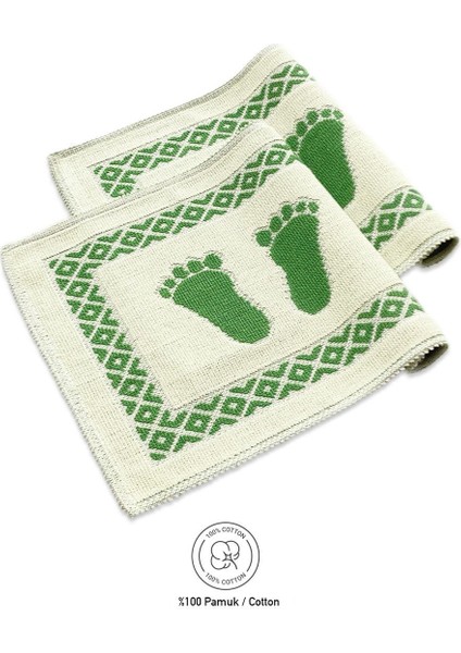 Soffy Krem & Yeşil 2 Adet 50 x 70 cm Banyo Paspası Doğal Pamuk Ayak Paspası Ayak Havlusu modelleri