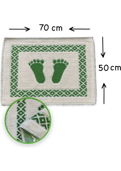 Soffy Krem & Yeşil 2 Adet 50 x 70 cm Banyo Paspası Doğal Pamuk Ayak Paspası Ayak Havlusu fırsatları