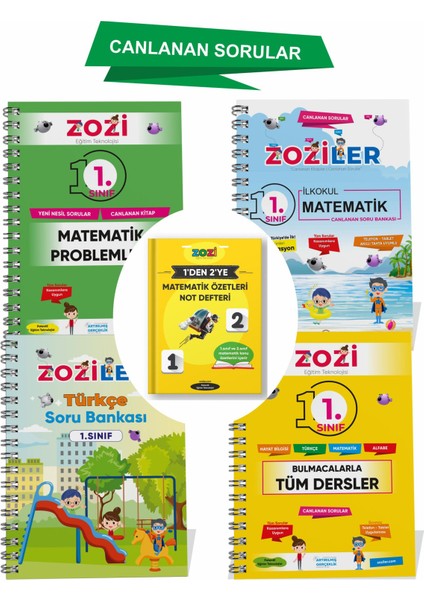 1.sınıf Canlanan Kitap Seti (Yeşil Set) 4kitap 1 Defter