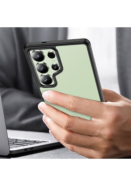 Samsung Galaxy S25 Plus Kılıf Silikon Kenarlı Arkası Sert Buzlu Roll Kapak
