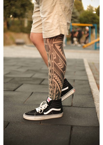 Giyilebilir Desenli Bacak Dövmesi 3D Baskılı Tattoo