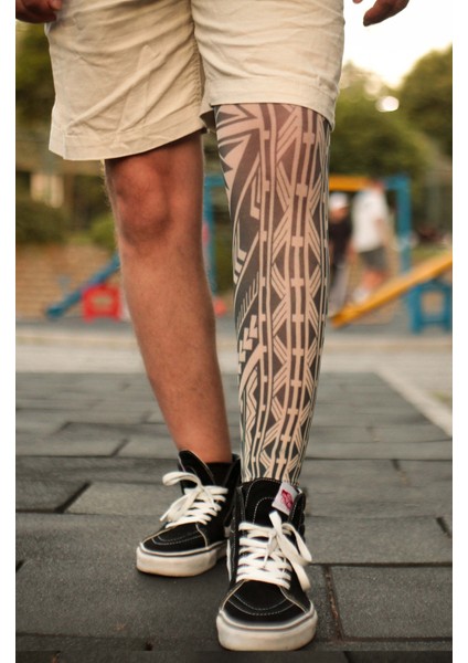 Giyilebilir Desenli Bacak Dövmesi 3D Baskılı Tattoo