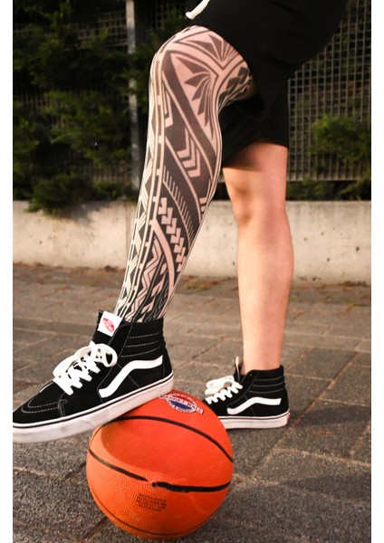 Giyilebilir Desenli Bacak Dövmesi 3D Baskılı Tattoo