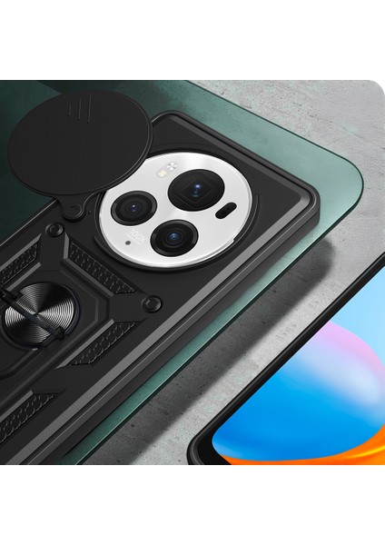 Honor Magic 6 Pro Kılıf Ultra Korumalı Yüzüklü Manyetik Kamera Korumalı Sürgülü Vega Kapak