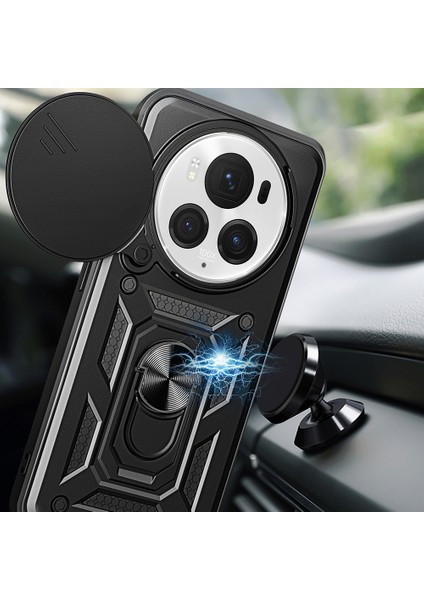 Honor Magic 6 Pro Kılıf Ultra Korumalı Yüzüklü Manyetik Kamera Korumalı Sürgülü Vega Kapak