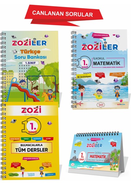 1.sınıf Canlanan Kitap Seti (Kırmızı Set) 3kitap 1takvim Not