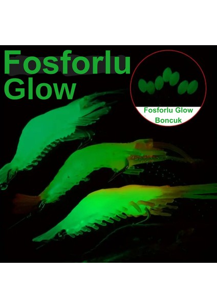 Fosforlu Glow Silikon Karides Yapay Yem Beyaz