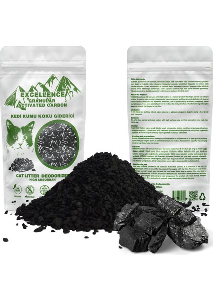 Kedi Kumu Koku Giderici Excellence Km Granular Activated Carbon 230 gr Kömür Bazlı Granül Aktif Karbon Kalın Taneli