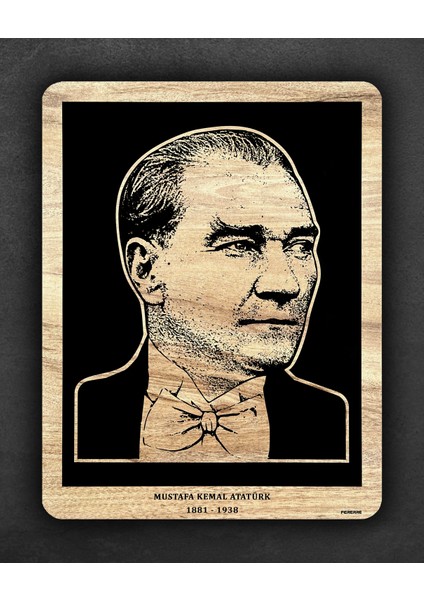 Ahşap Kazıma Atatürk Portresi Duvar Tablosu, Lazer İşleme Ahşap Atatürk Tablosu