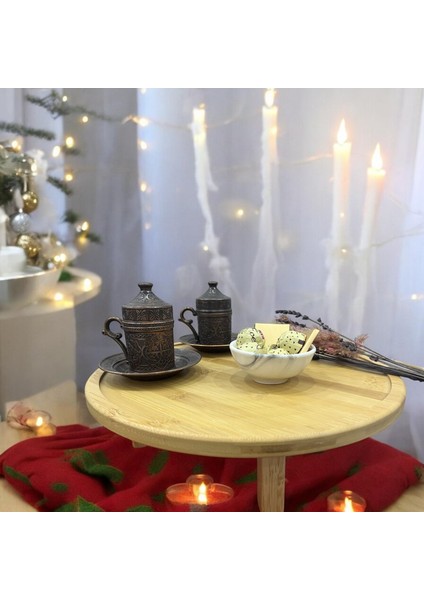 Bambu Ayaklı Sunumluk Servıs Tabağı (Büyük Boy)