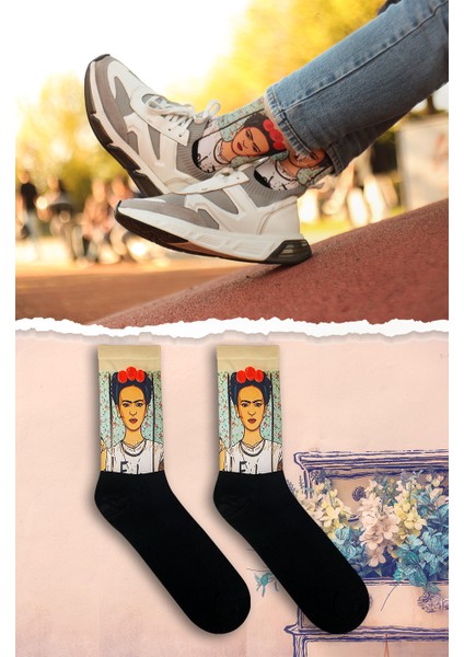 Renkli Sanatsal Dijital Baskılı Unisex 3'lü Kutulu Çorap Seti modelleri
