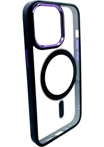 İphone 14 ProMax Uyumlu Magsafe Kılıf Metal Kamera Metal Tuşlu Kapak