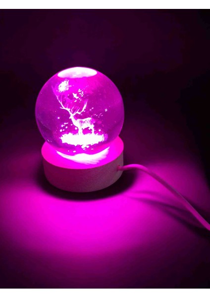 Renk Değiştiren Cam Küre Geyik Motifli