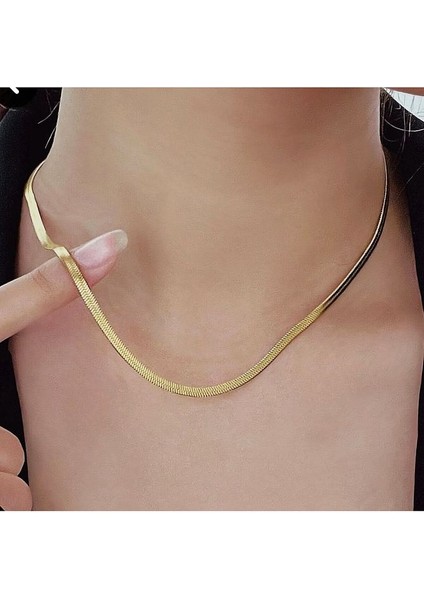 Italyan Ezme Çelik Zincir Kolye Gold Renk Çelik Kolye Unisex Ürün modelleri