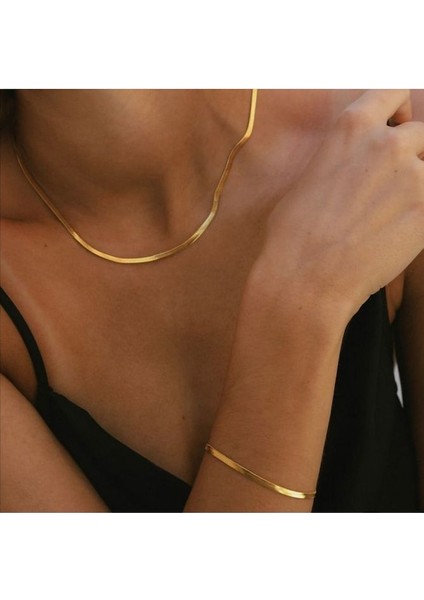 Italyan Ezme Çelik Zincir Kolye Gold Renk Çelik Kolye Unisex Ürün indirimleri