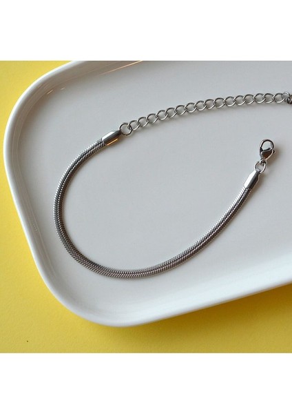 Diğer Gümüş Renk Bileklik Kolye Takım Set İtalyan Ezme Çelik Zincir Kolye Bileklik İkili Set Unisex Ürün indirimleri