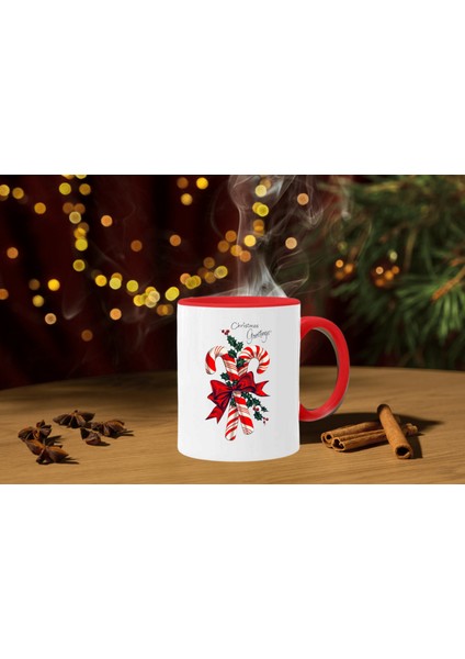 Yılbaşı Temalı Kırmızı Beyaz Kupa Merry Christmas Kupa Bardak Yeni Yıl Konseptli Özel Kupa