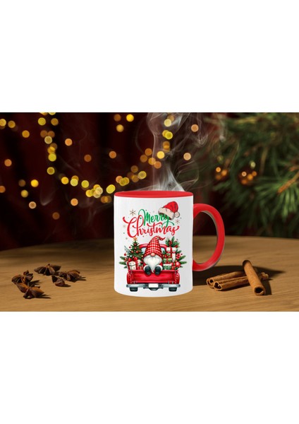 Yılbaşı Temalı Kırmızı Beyaz Kupa Merry Christmas Kupa Bardak Yeni Yıl Konseptli Özel Kupa