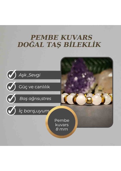 Pembe Kuvars (Aşk) Doğal Taş Bileklik