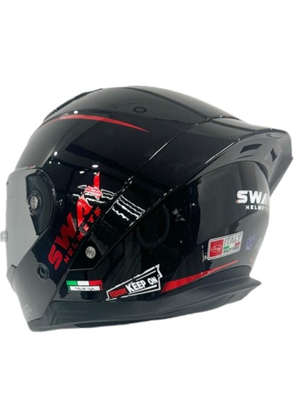 Kapalı Kask Sw 850 Siyah Kırmızı
