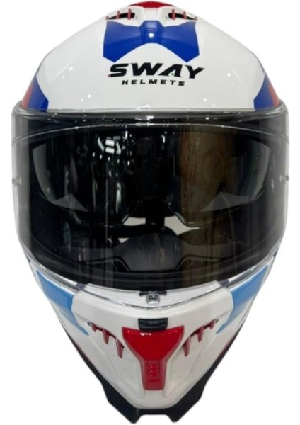 Kapalı Kask Sw 865 Titan Beyaz Mavi Kırmızı