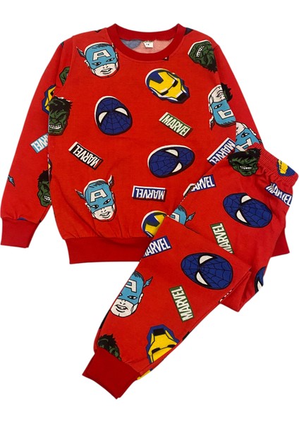 Erkek Çocuk Iki Iplik Pamuklu Şardonlu Marvel Desen Pijama Takımı modelleri