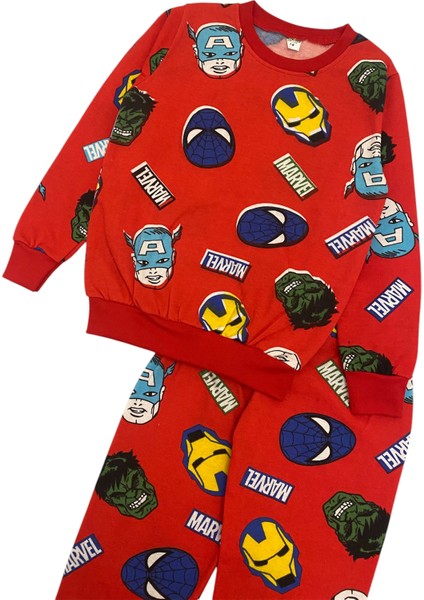 Erkek Çocuk Iki Iplik Pamuklu Şardonlu Marvel Desen Pijama Takımı fırsatları